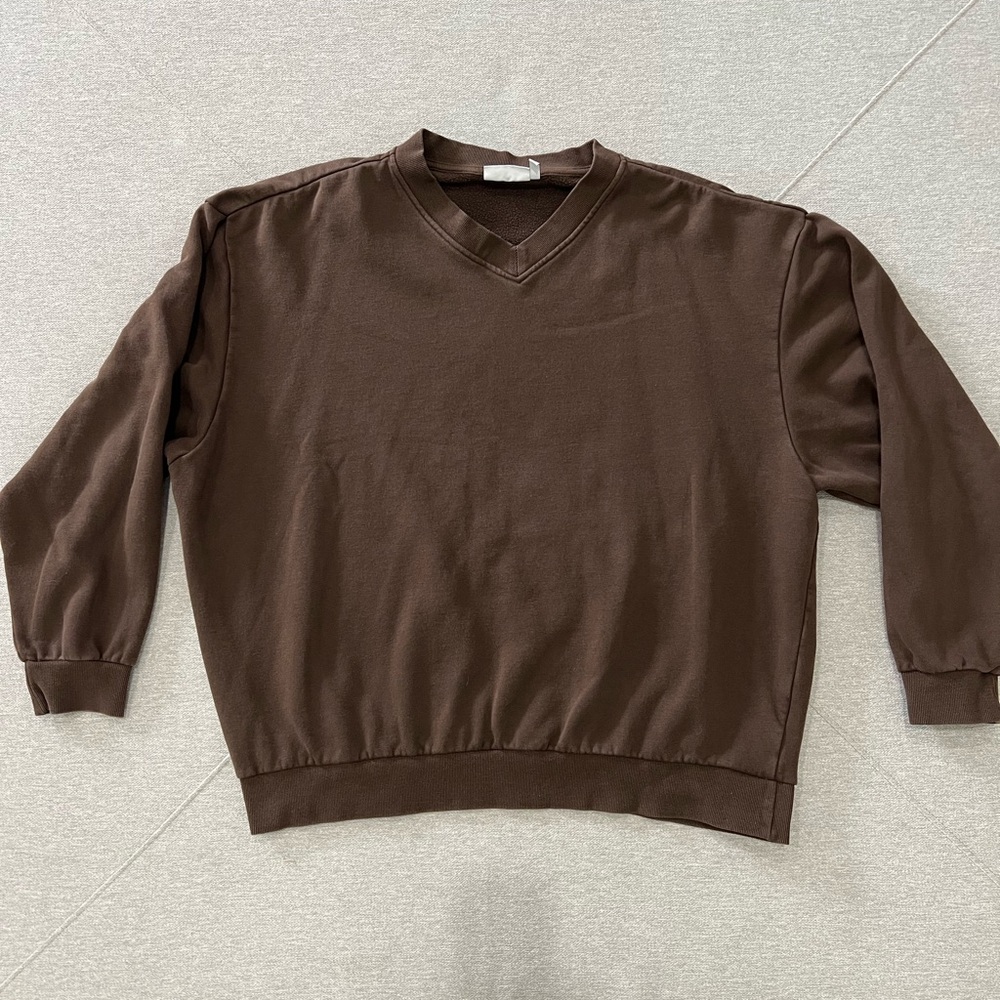 WEEKDAY Men's Brown V-Neck Sweater